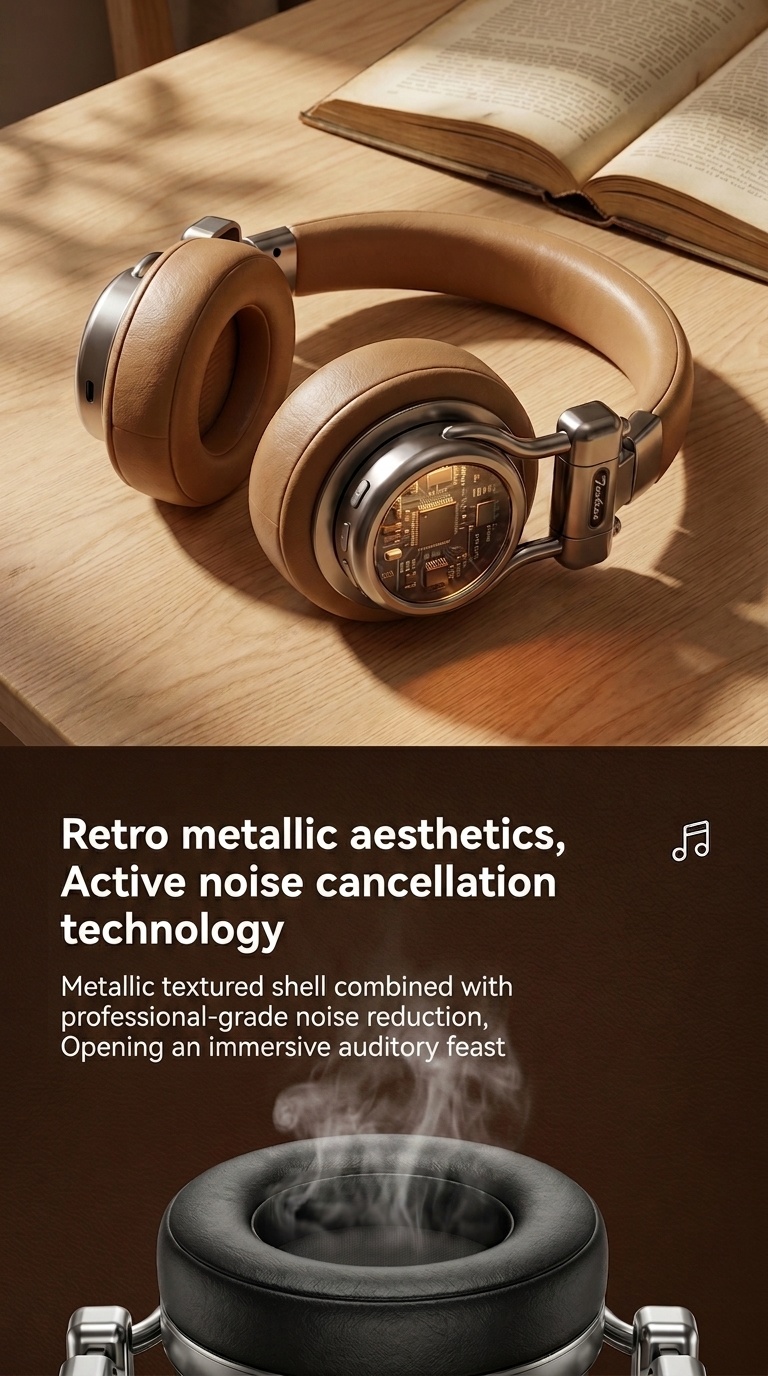 Retro Wireless Noise Cancelling Headphones - Hi-Fi Bluetooth