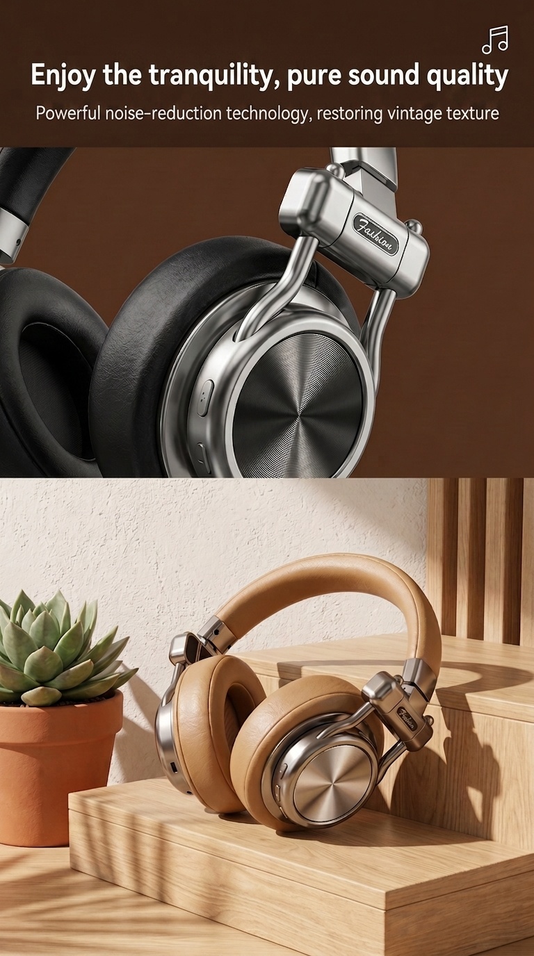 Retro Wireless Noise Cancelling Headphones - Hi-Fi Bluetooth