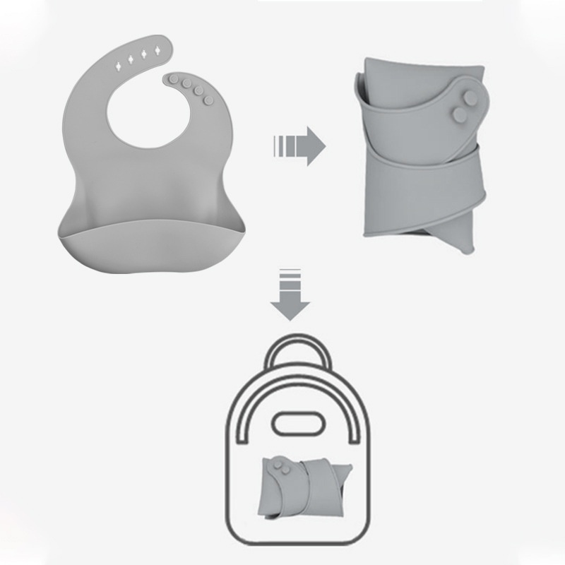 Ensemble d'alimentation en silicone pour bébé avec plaque à ventouse et bavoir - 5 pièces