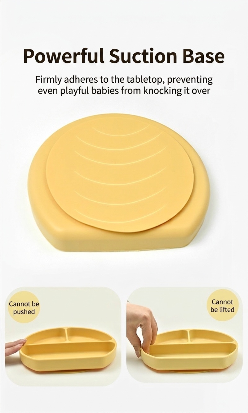 Baby siliconen zuignapbord met tussenschotten en deksel - Voeding voor peuters