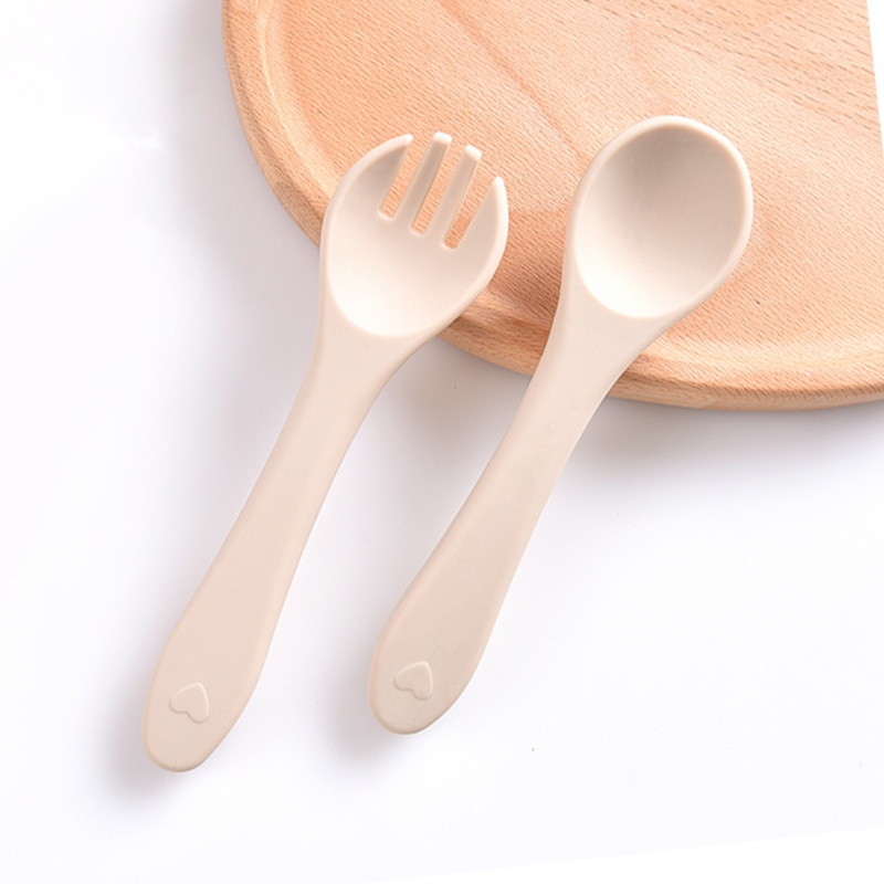 Soft Silicone Baby Self-Feeding Spoon & Fork Set