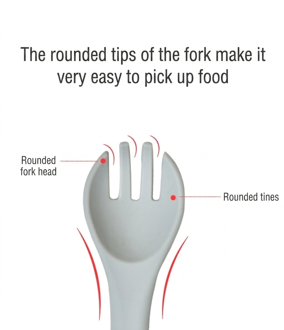 Soft Silicone Baby Self-Feeding Spoon & Fork Set