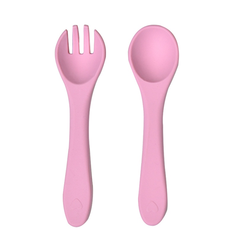 Soft Silicone Baby Self-Feeding Spoon & Fork Set