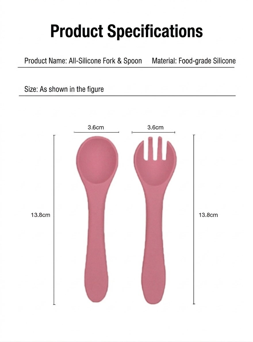 Soft Silicone Baby Self-Feeding Spoon & Fork Set