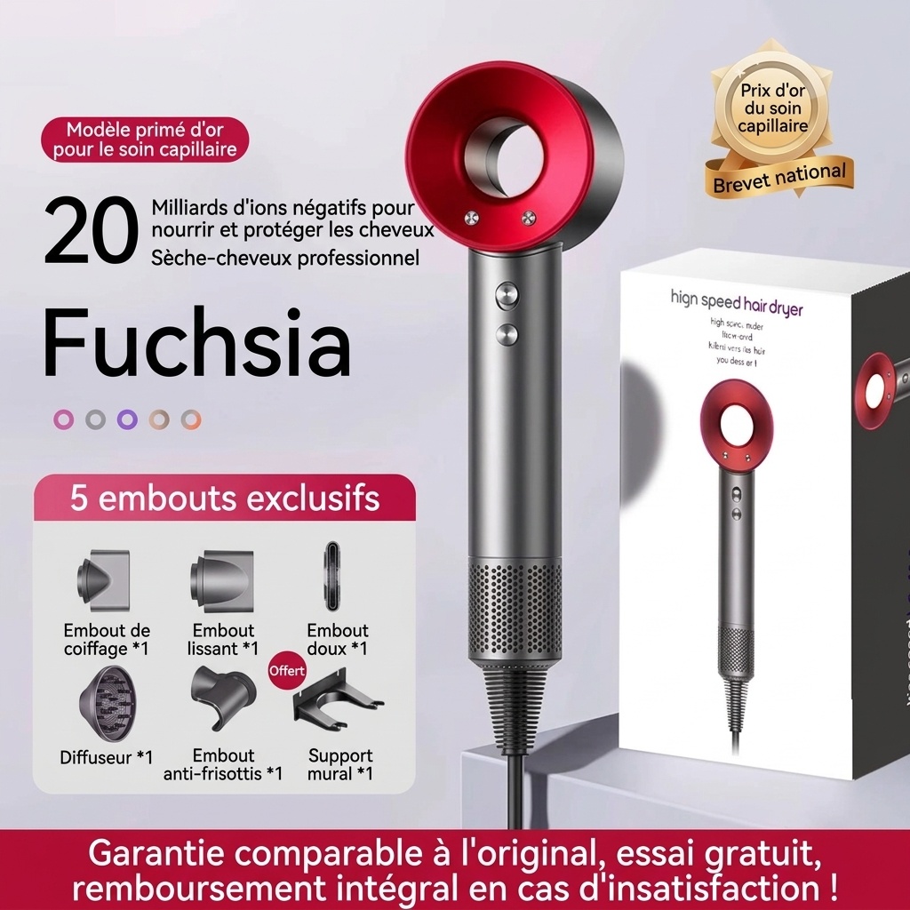 Sèche-cheveux ionique haute vitesse avec contrôle intelligent de la température