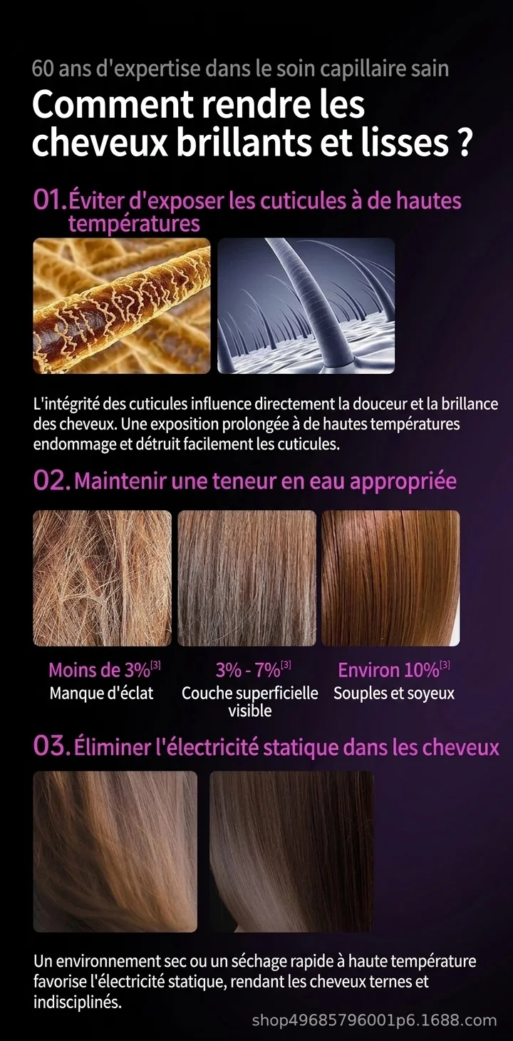Sèche-cheveux ionique haute vitesse avec contrôle intelligent de la température