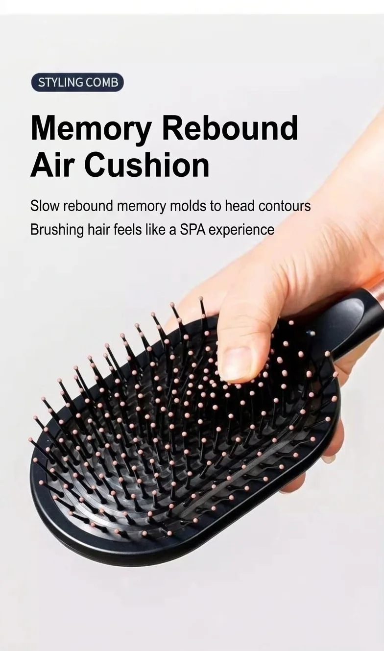 Brosse à cheveux plate de massage du cuir chevelu et peigne démêlant (ensemble de 2 pièces)