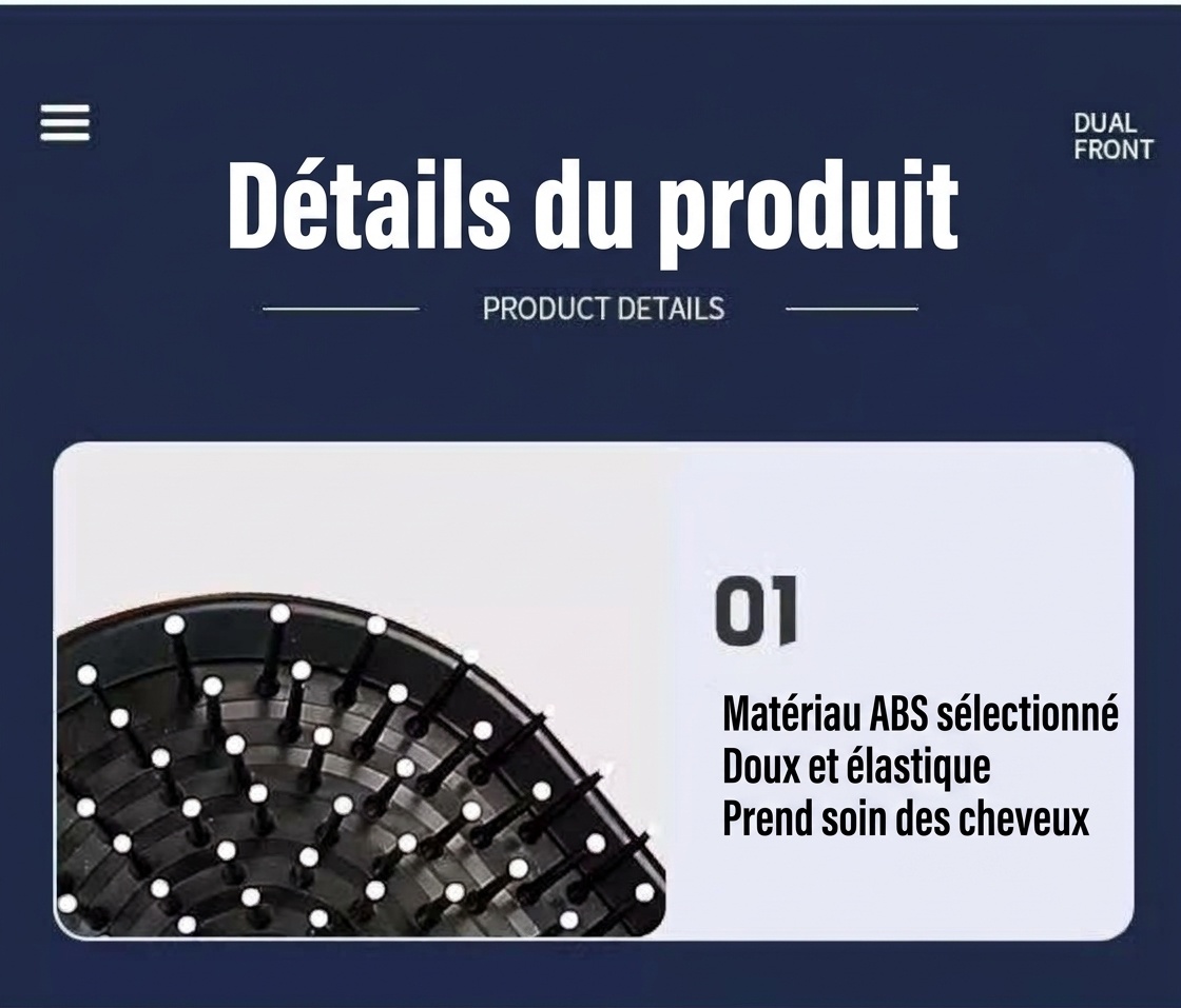 Brosse à cheveux plate de massage du cuir chevelu et peigne démêlant (ensemble de 2 pièces)