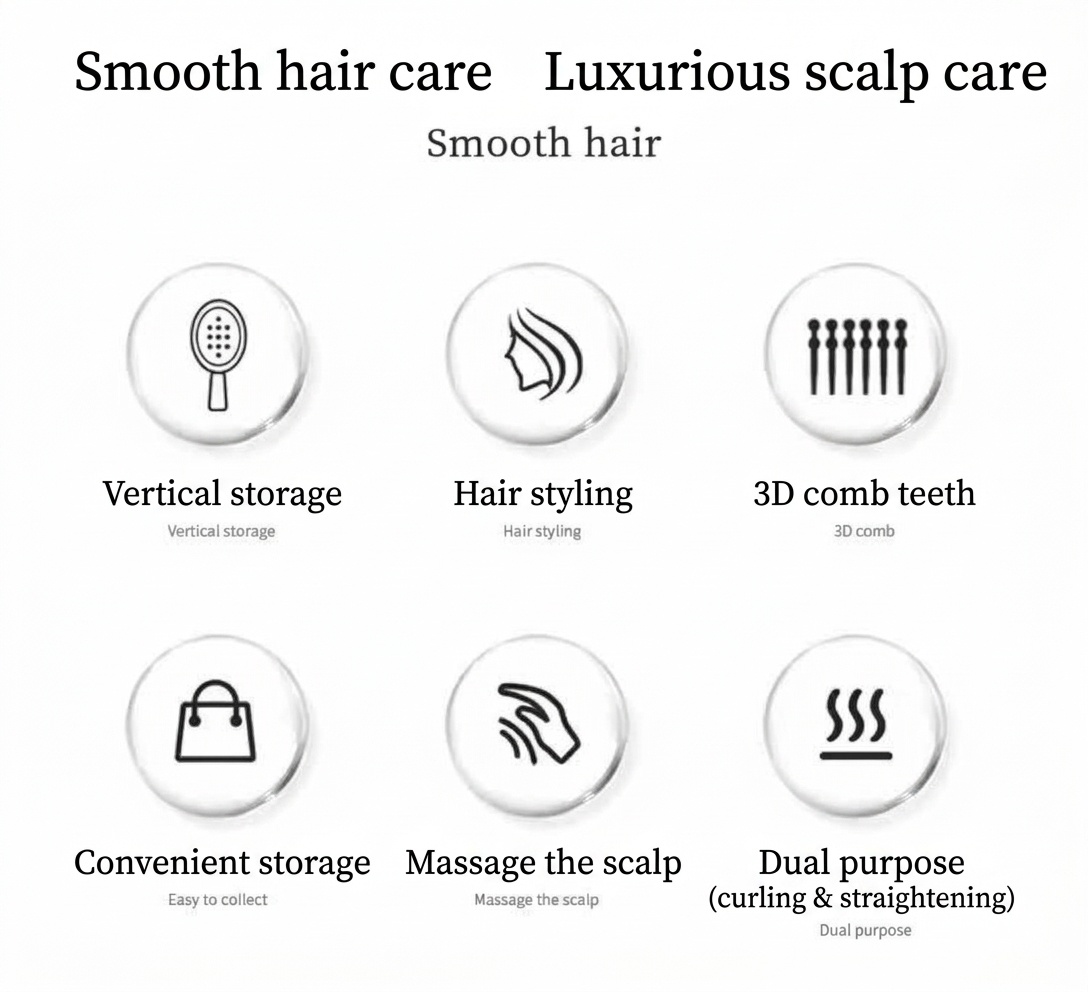Scalp Massaging Paddle Hair Brush and Detangling Comb 2-Piece Set