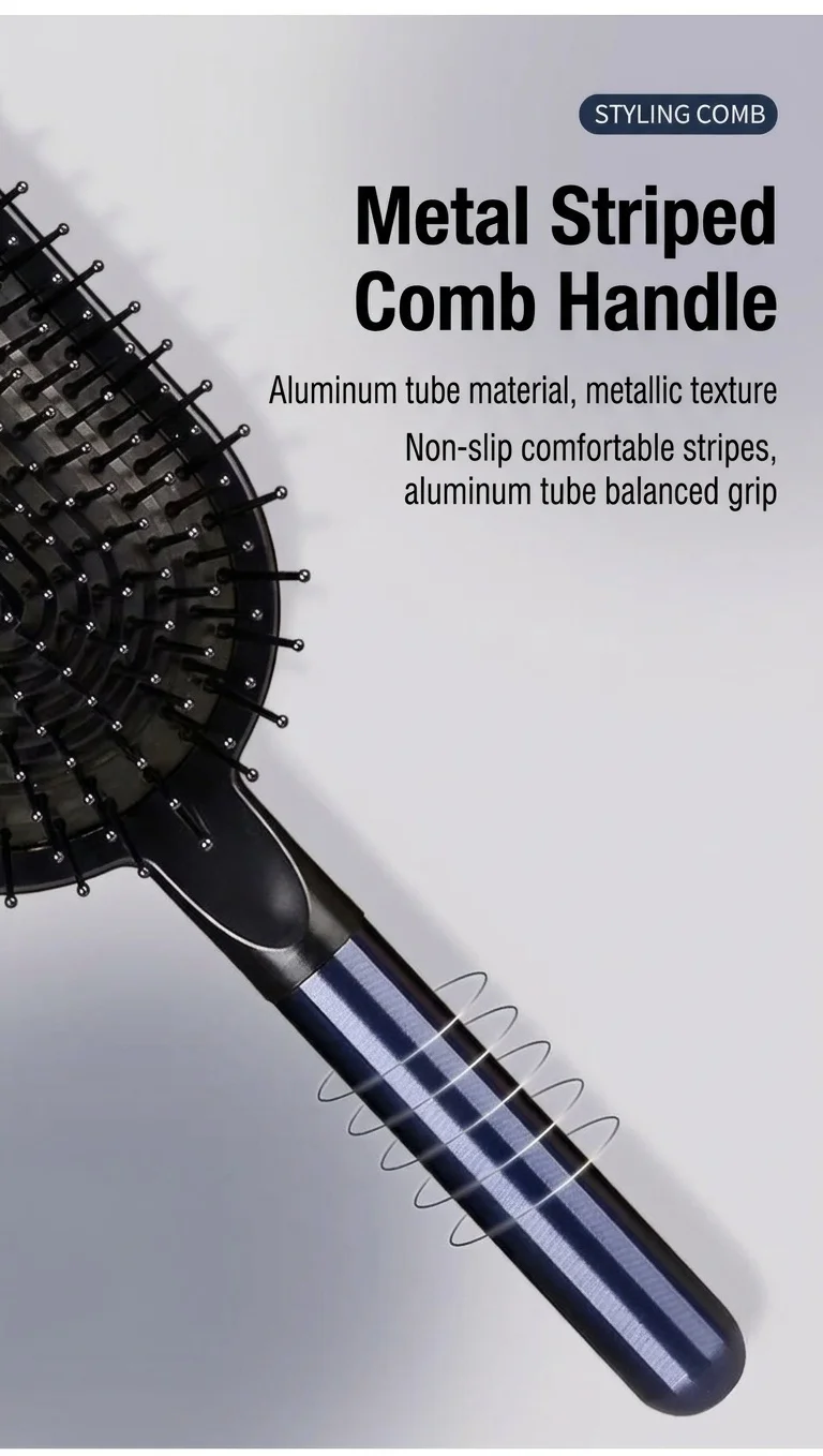 Scalp Massaging Paddle Hair Brush and Detangling Comb 2-Piece Set
