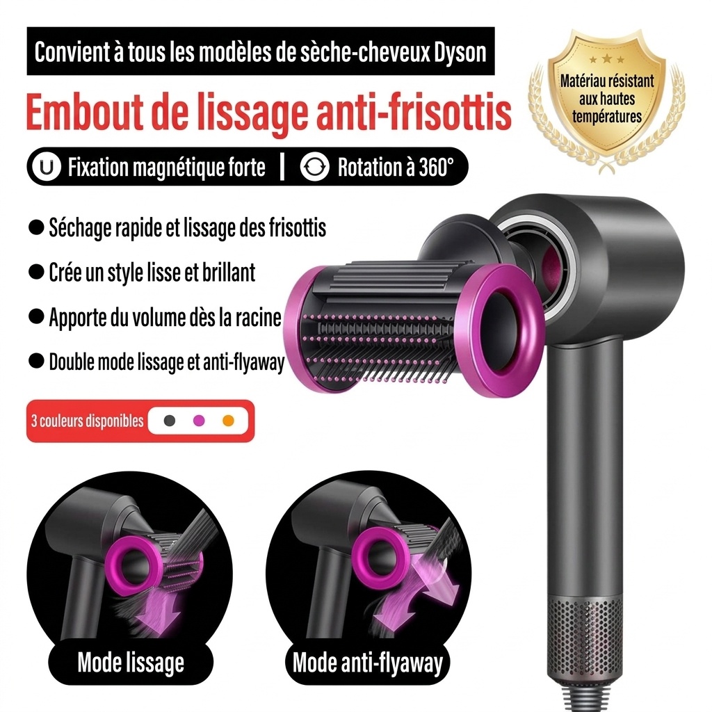 Accessoire lisseur anti-frisottis pour sèche-cheveux supersonique HD01-HD08