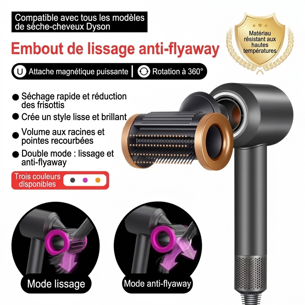 Accessoire lisseur anti-frisottis pour sèche-cheveux supersonique HD01-HD08