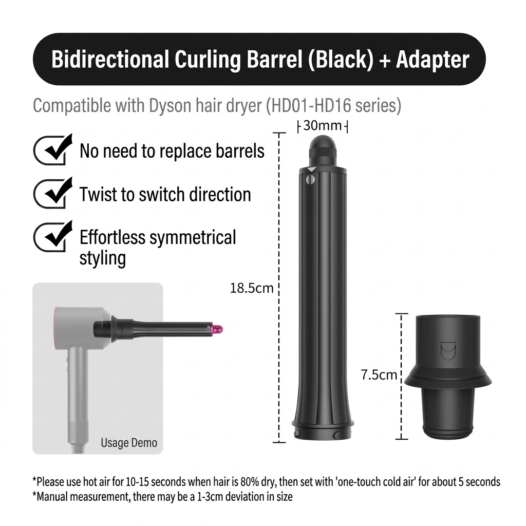 2-Way Auto-Wrap Hair Curler Attachments Compatible with Airwrap Styler