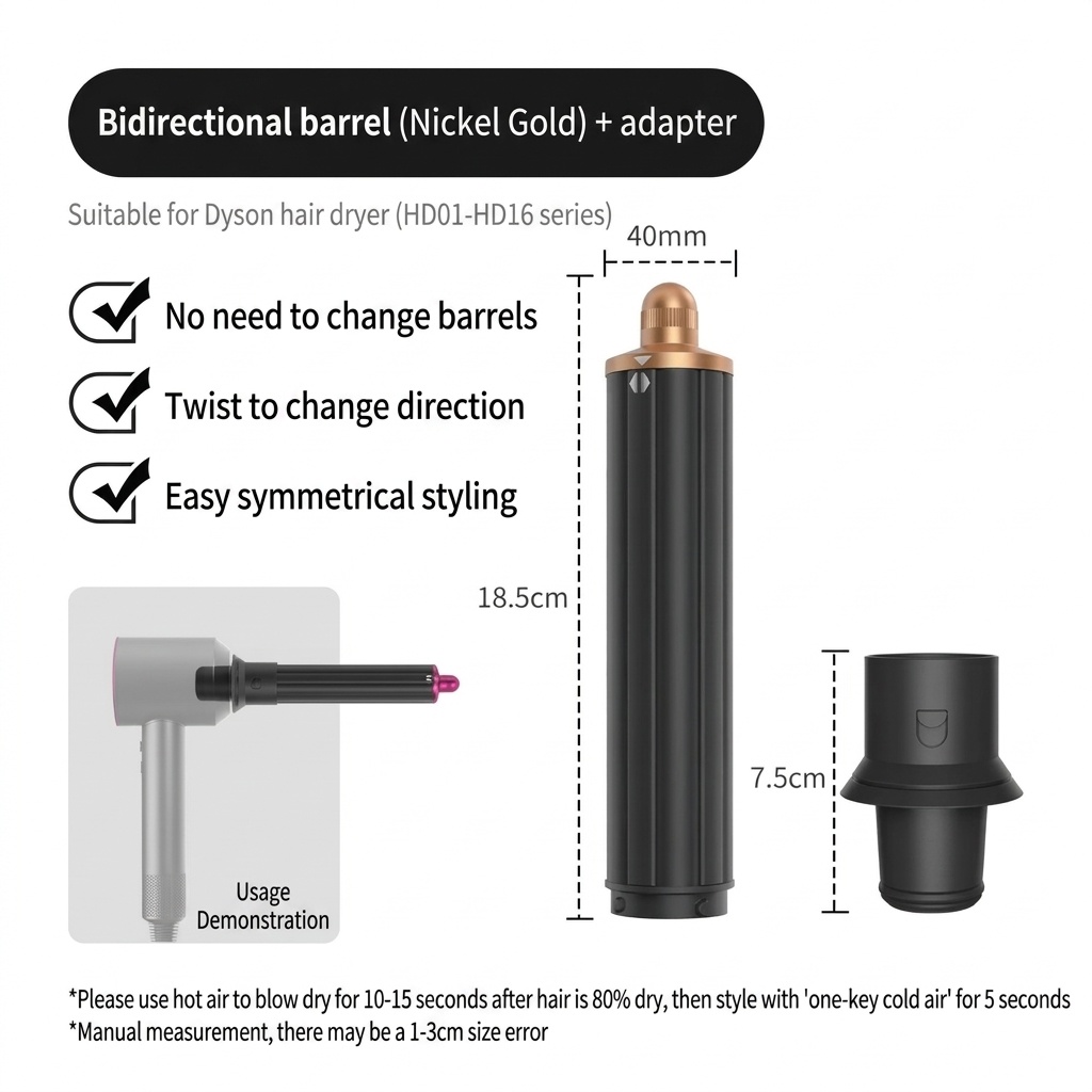 2-Way Auto-Wrap Hair Curler Attachments Compatible with Airwrap Styler