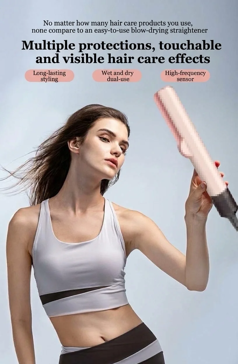 2-in-1 Ionic Hair Dryer and Straightener with Intelligent Temp Control
