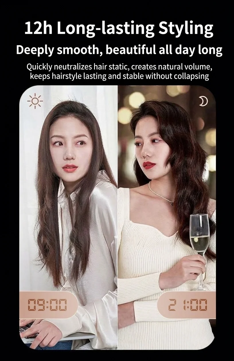 2-in-1 Ionic Hair Dryer and Straightener with Intelligent Temp Control