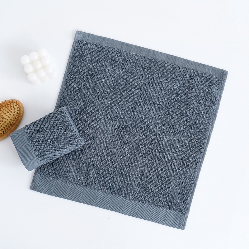 Plush Cotton Chevron Pattern Square Hand Towel 2-Piece Set