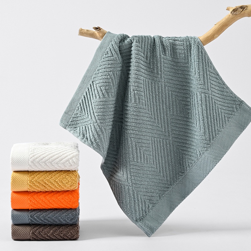 Plush Cotton Chevron Pattern Square Hand Towel 2-Piece Set
