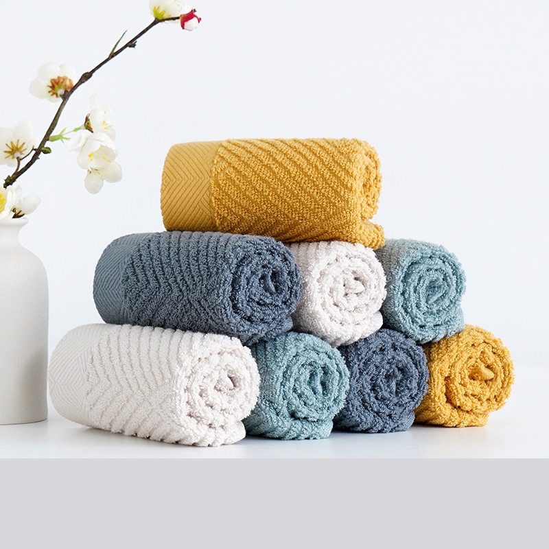 Plush Cotton Chevron Pattern Square Hand Towel 2-Piece Set