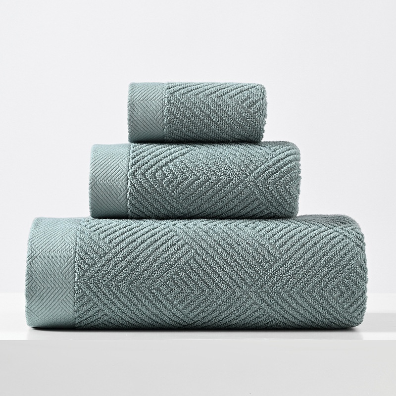 Soft Premium Cotton Textured Diamond Terry 3-Piece Towel Set