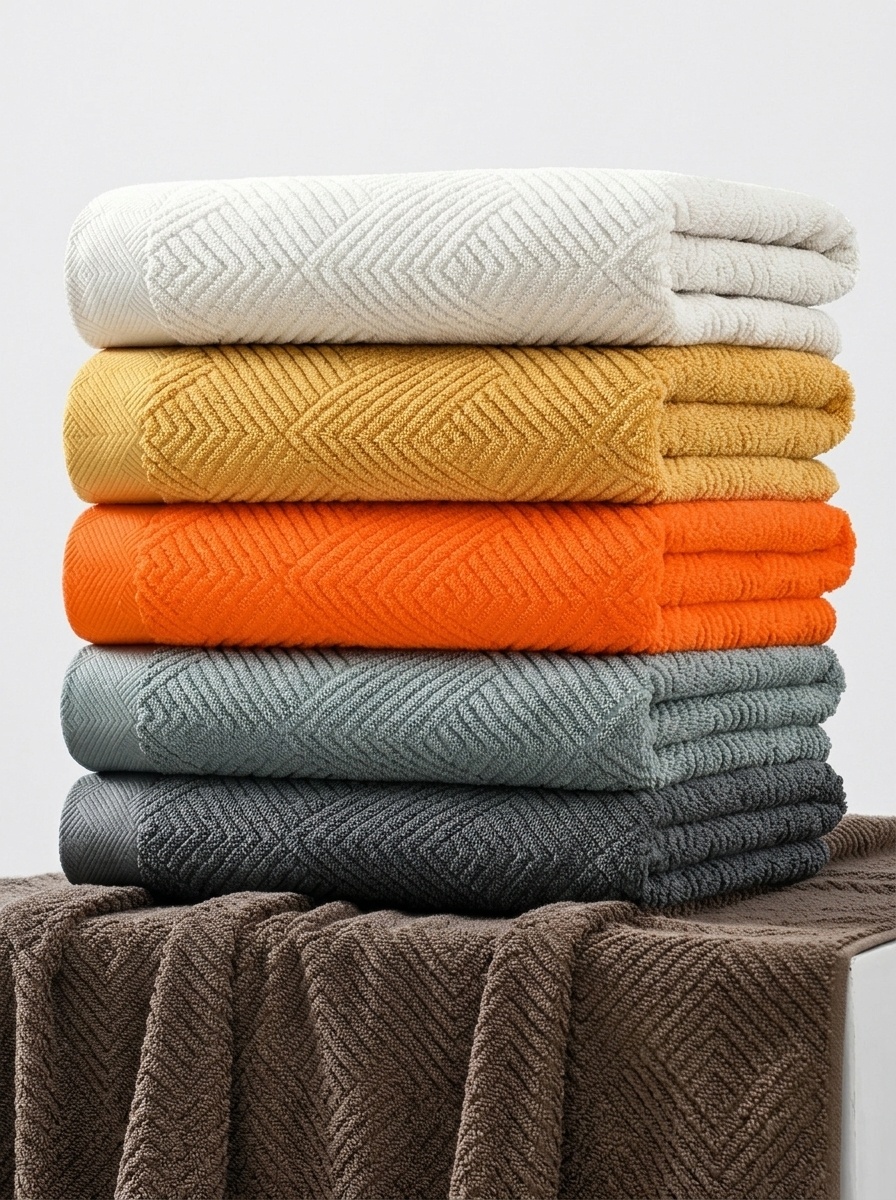 Soft Premium Cotton Textured Diamond Terry 3-Piece Towel Set