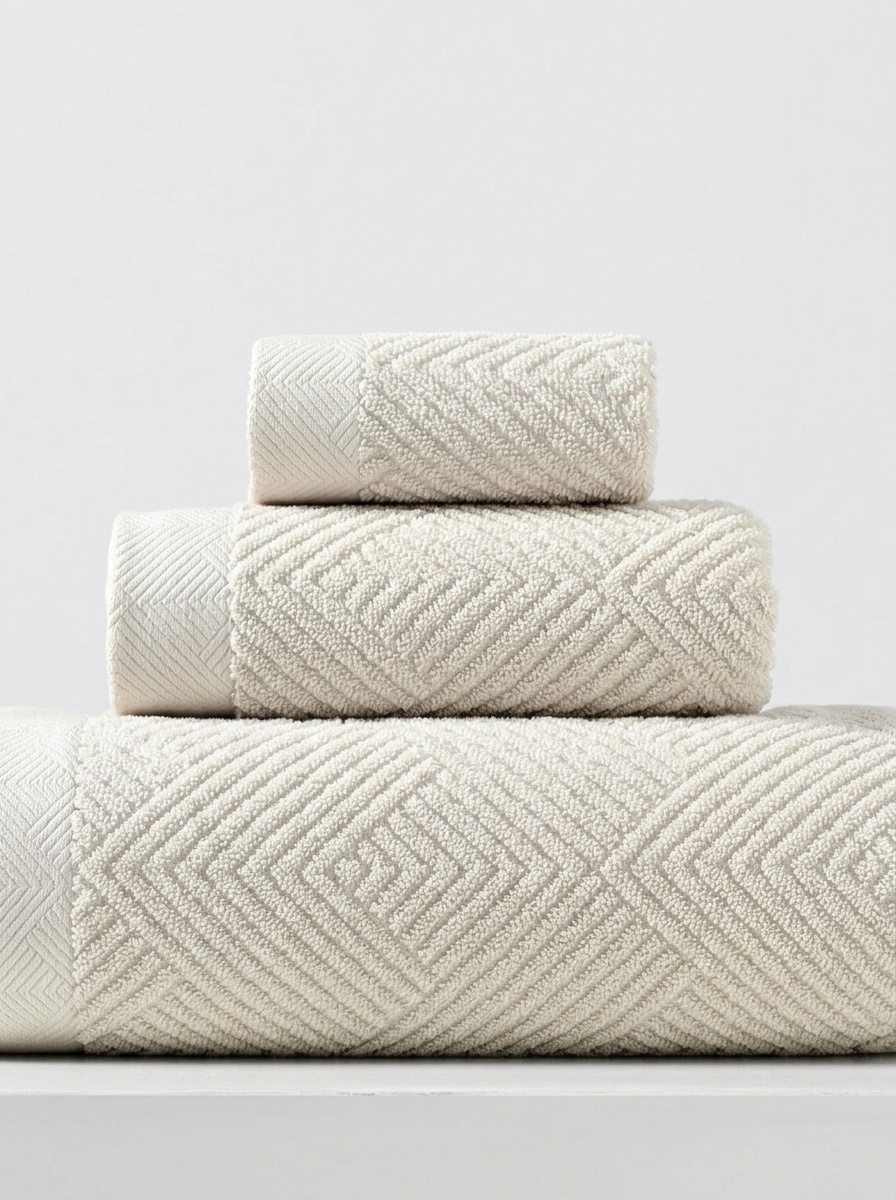 Soft Premium Cotton Textured Diamond Terry 3-Piece Towel Set