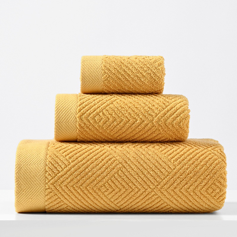 Soft Premium Cotton Textured Diamond Terry 3-Piece Towel Set