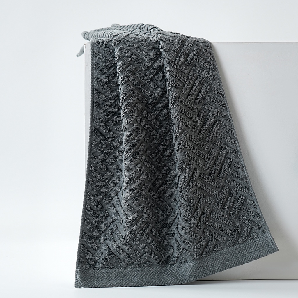 Cotton Geometric Terry Towel 2-Piece Set - Absorbent & Soft