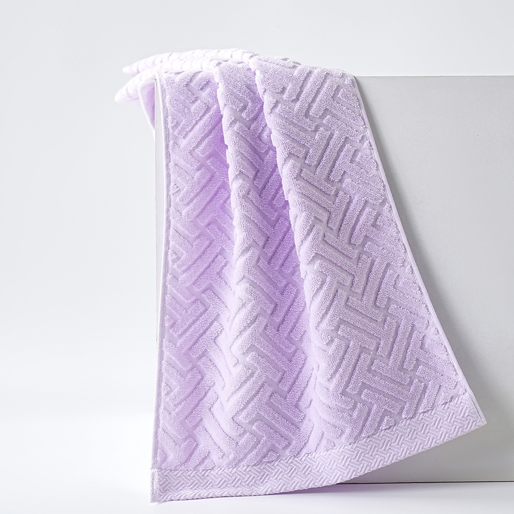 Cotton Geometric Terry Towel 2-Piece Set - Absorbent & Soft