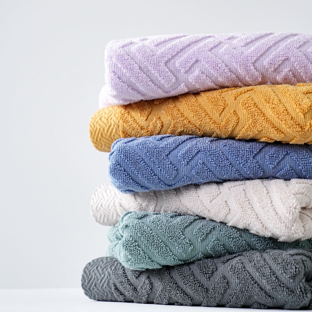 Cotton Geometric Terry Towel 2-Piece Set - Absorbent & Soft