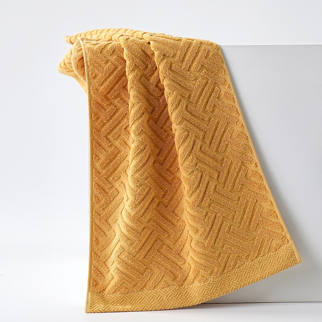 Cotton Geometric Terry Towel 2-Piece Set - Absorbent & Soft