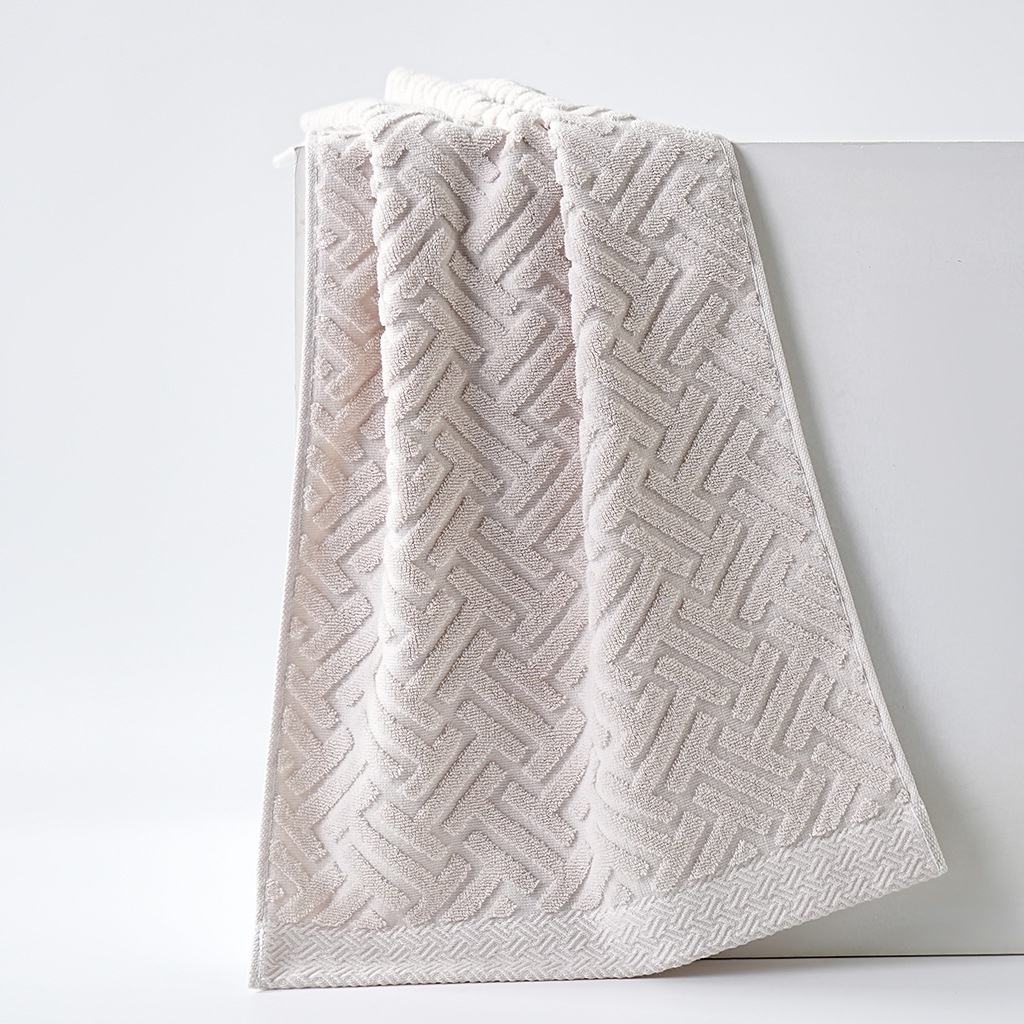 Cotton Geometric Terry Towel 2-Piece Set - Absorbent & Soft