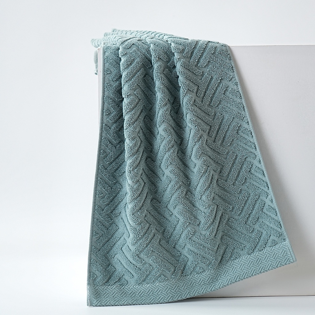 Cotton Geometric Terry Towel 2-Piece Set - Absorbent & Soft