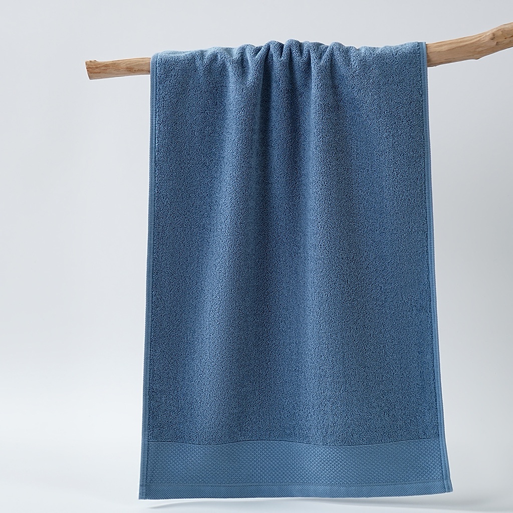 Cotton Plush Terry Bath Towel Set with Dobby Border - 2-Piece Set
