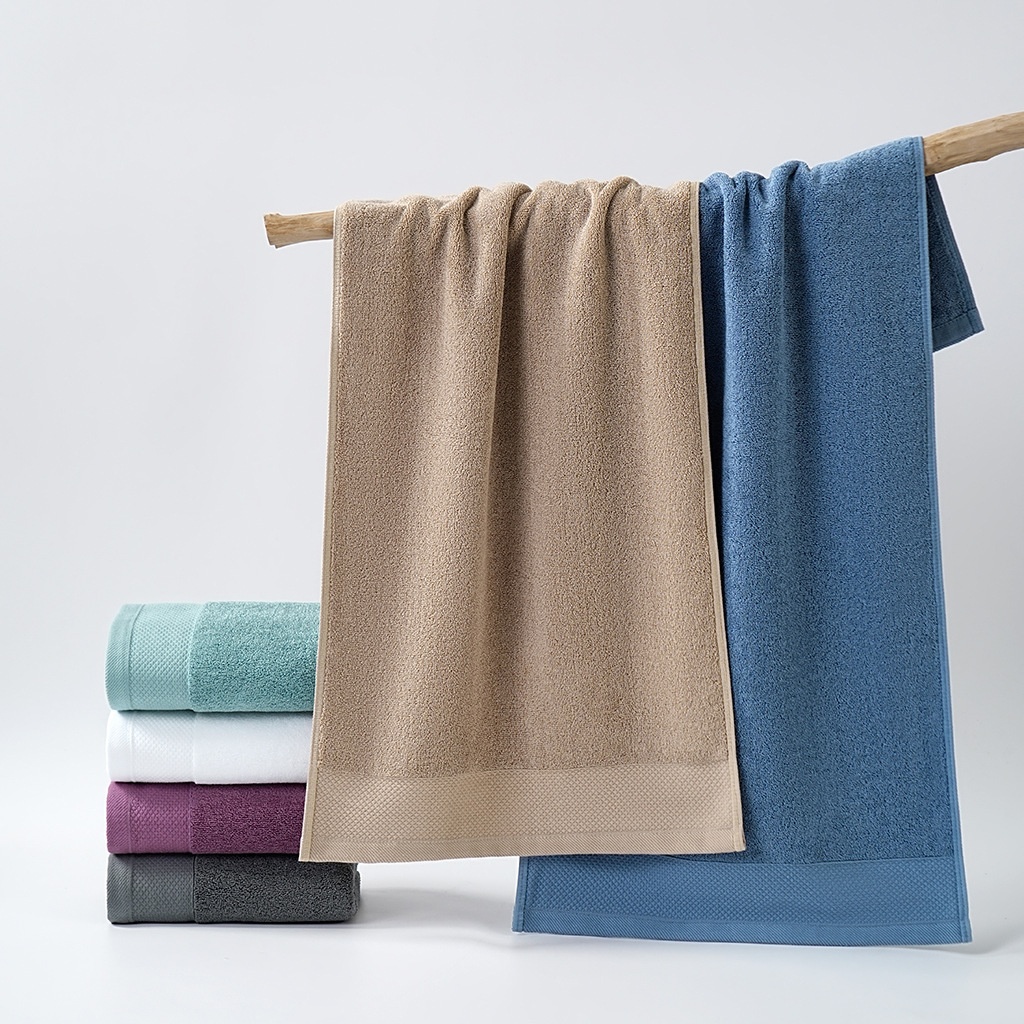 Cotton Plush Terry Bath Towel Set with Dobby Border - 2-Piece Set