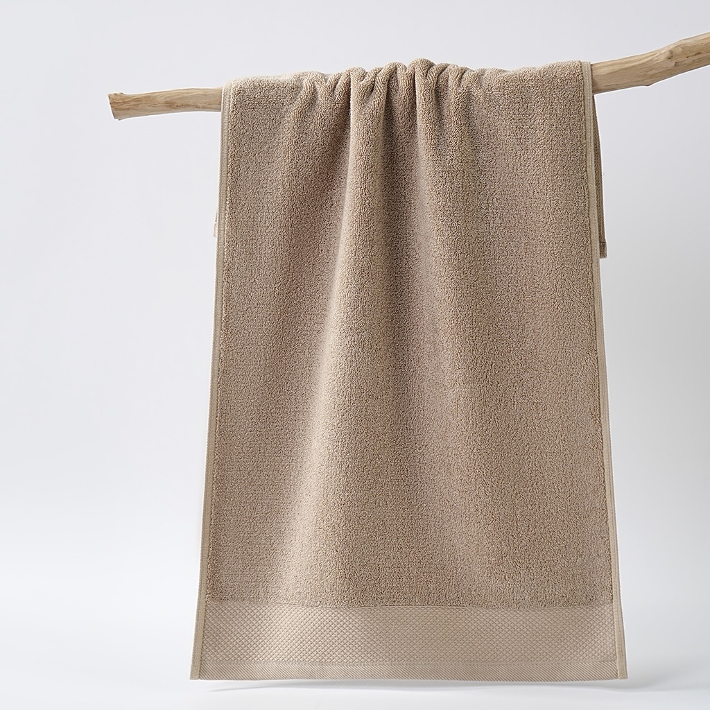 Cotton Plush Terry Bath Towel Set with Dobby Border - 2-Piece Set