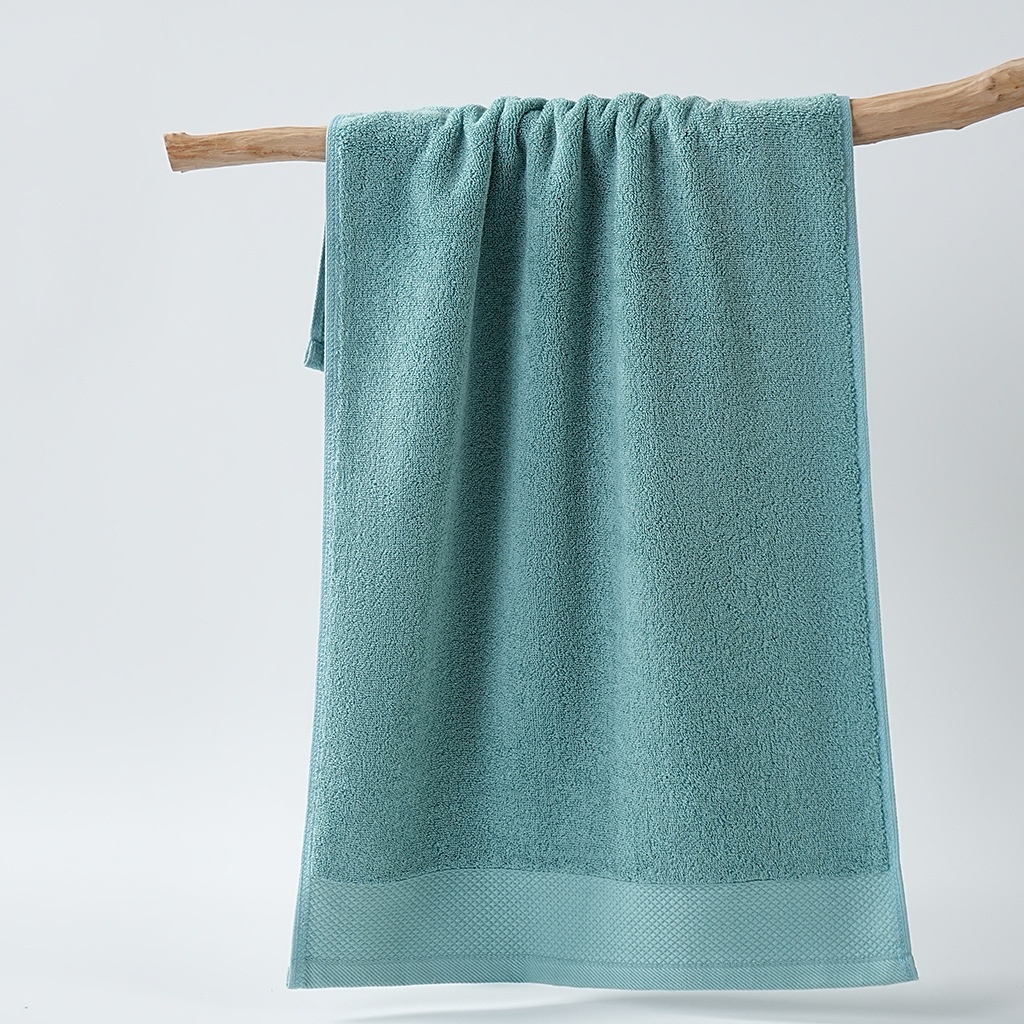 Cotton Plush Terry Bath Towel Set with Dobby Border - 2-Piece Set