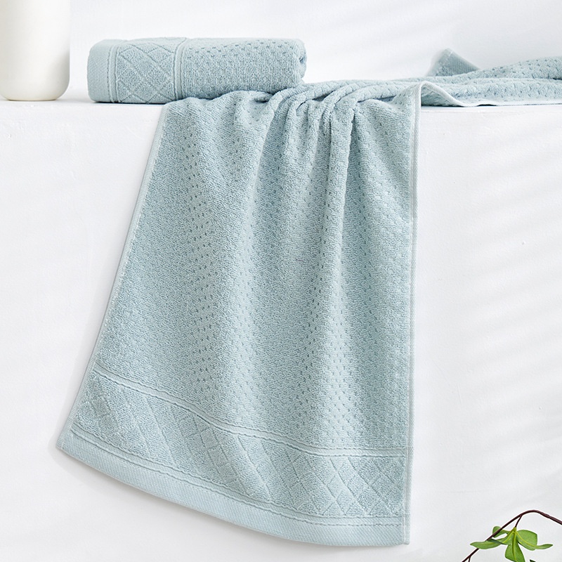 2-Piece Soft Cotton Terry Bath Towel Set with Dobby Border