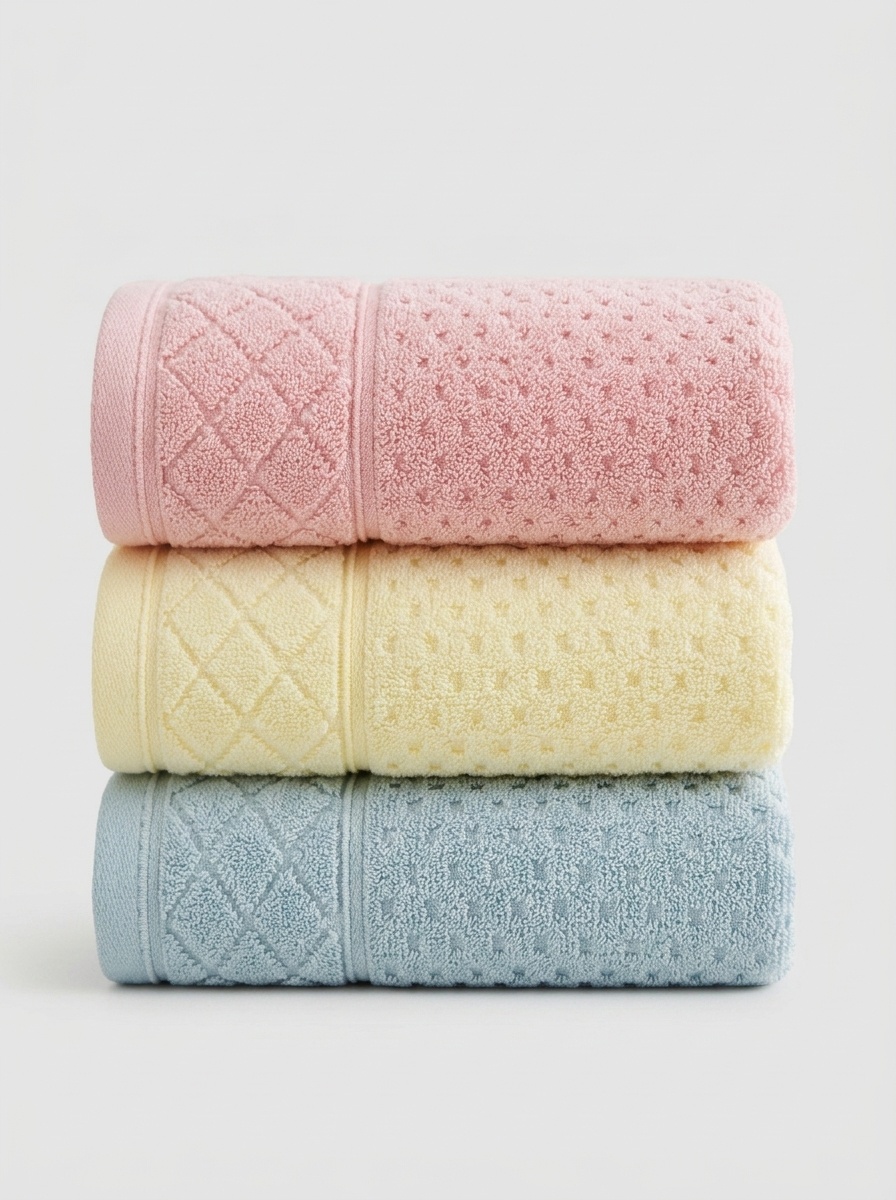 2-Piece Soft Cotton Terry Bath Towel Set with Dobby Border