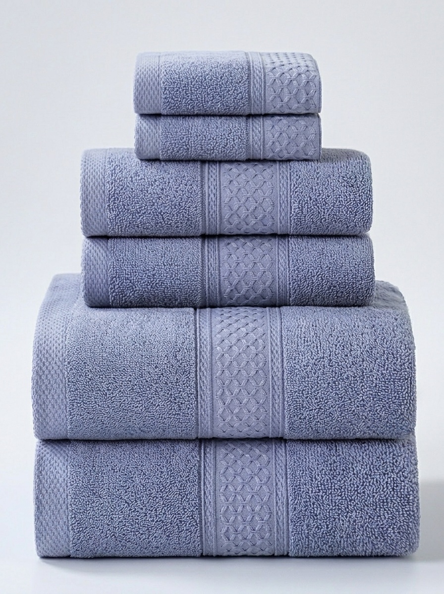 6-Piece Premium Cotton Plush Terry Towel Set with Dobby Border