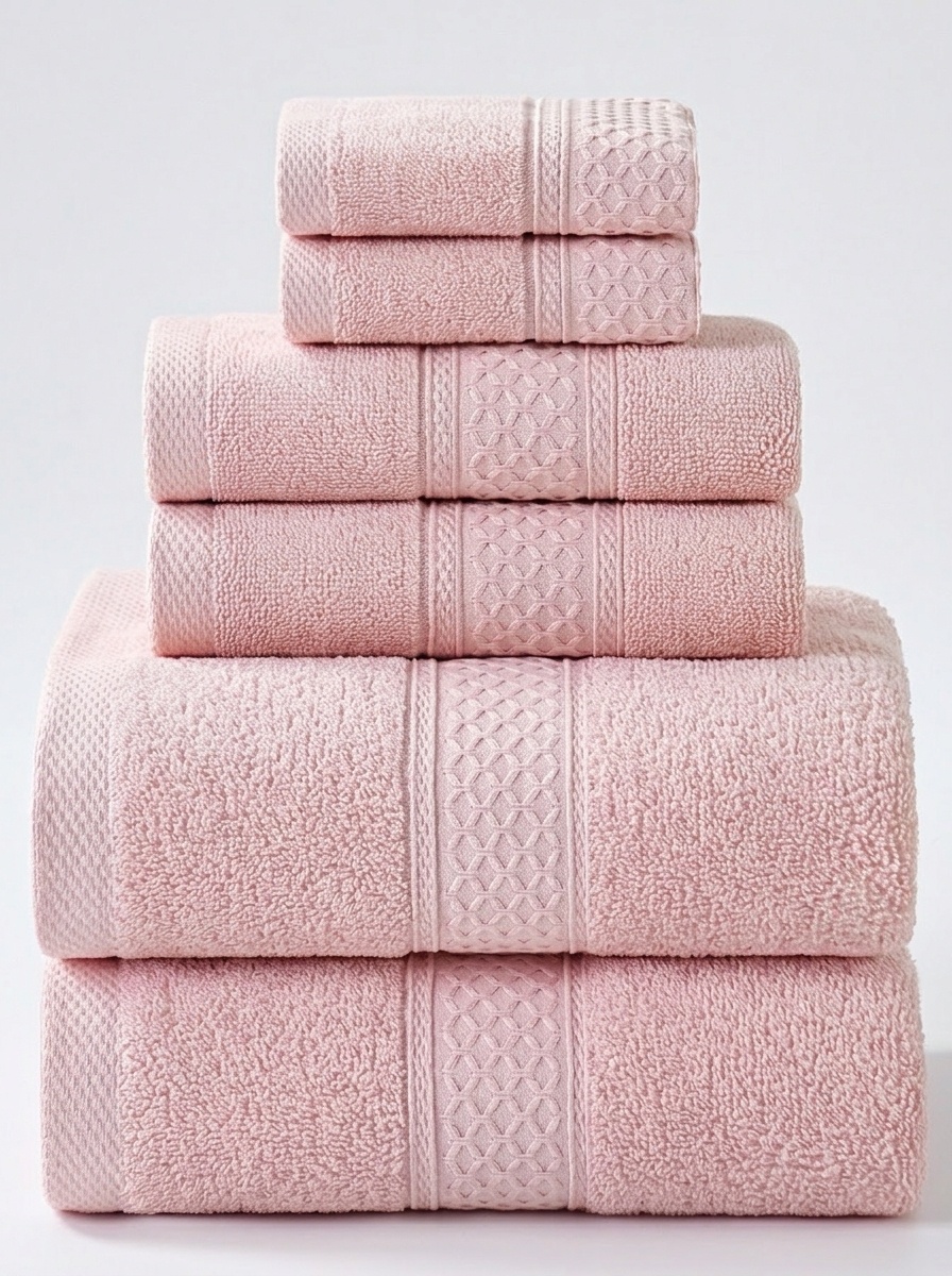 6-Piece Premium Cotton Plush Terry Towel Set with Dobby Border