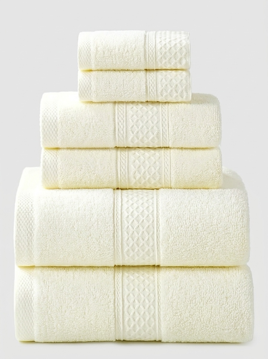6-Piece Premium Cotton Plush Terry Towel Set with Dobby Border