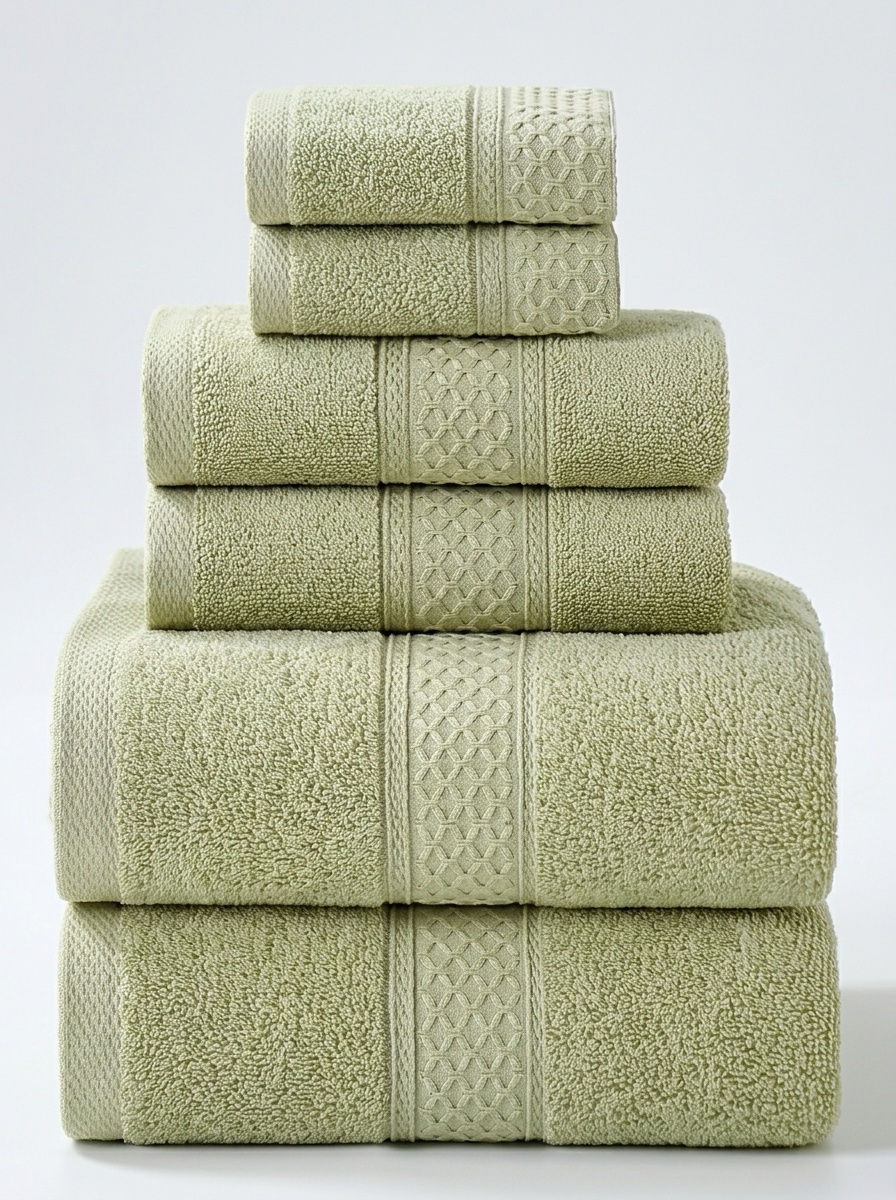 6-Piece Premium Cotton Plush Terry Towel Set with Dobby Border