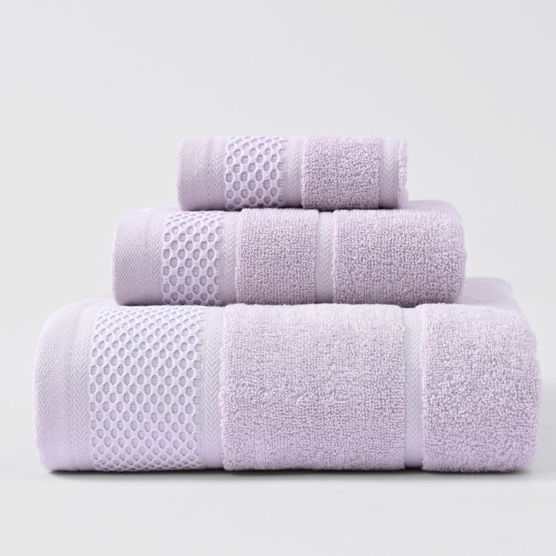 Premium Cotton 3-Piece Plush Terry Bath Towel Set with Dobby Border