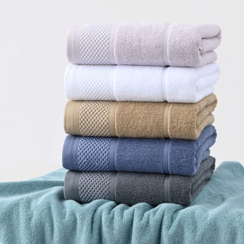 Premium Cotton 3-Piece Plush Terry Bath Towel Set with Dobby Border