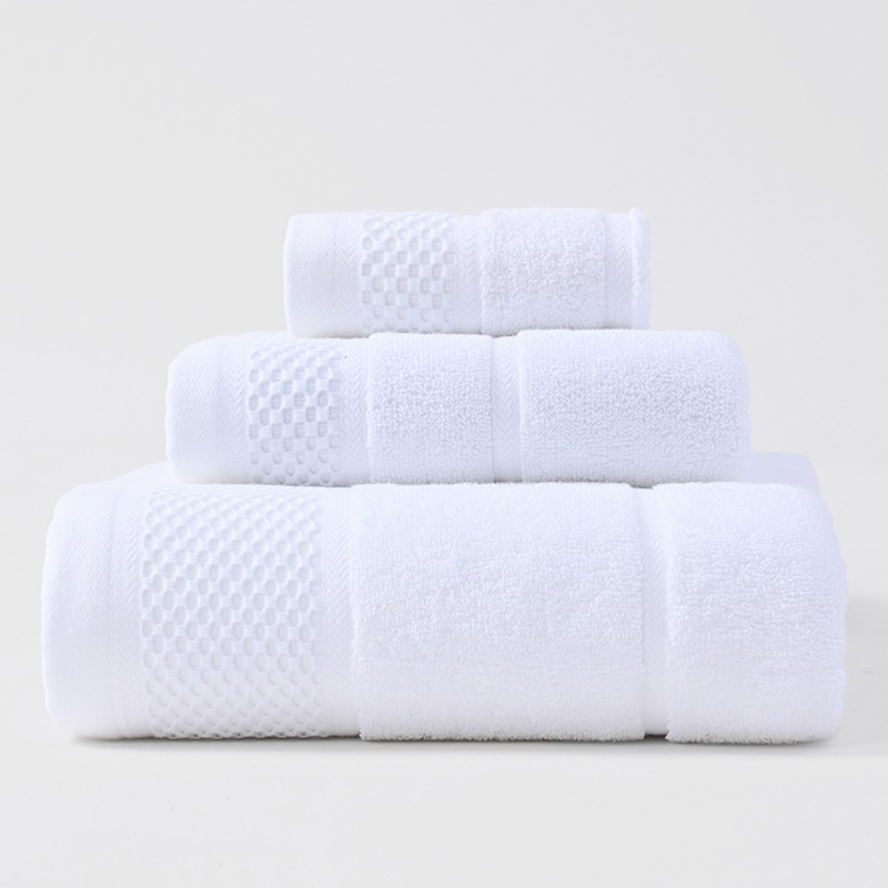Premium Cotton 3-Piece Plush Terry Bath Towel Set with Dobby Border