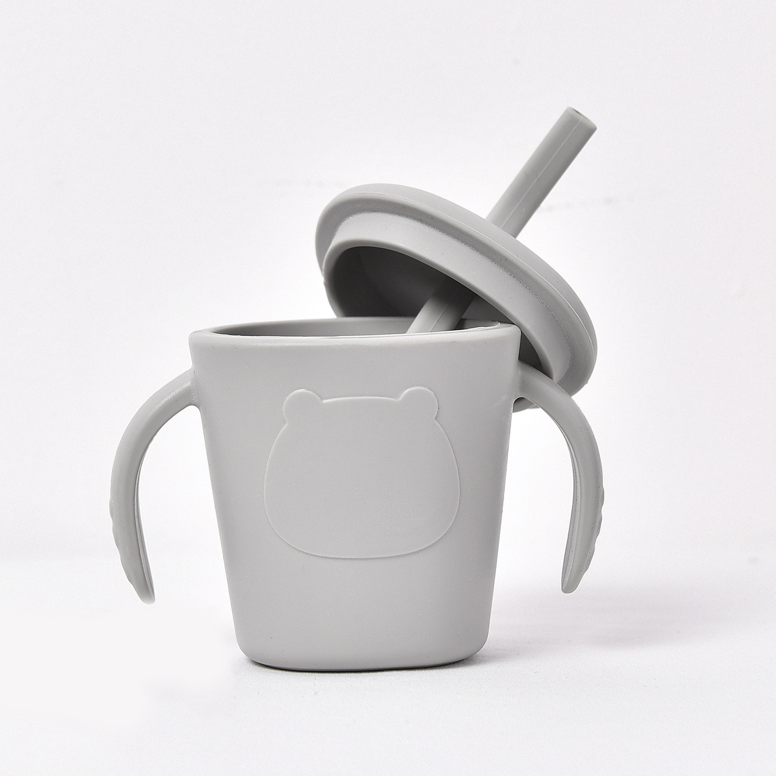 Vaso de silicona para bebés con asas y pajita - Antiderrames