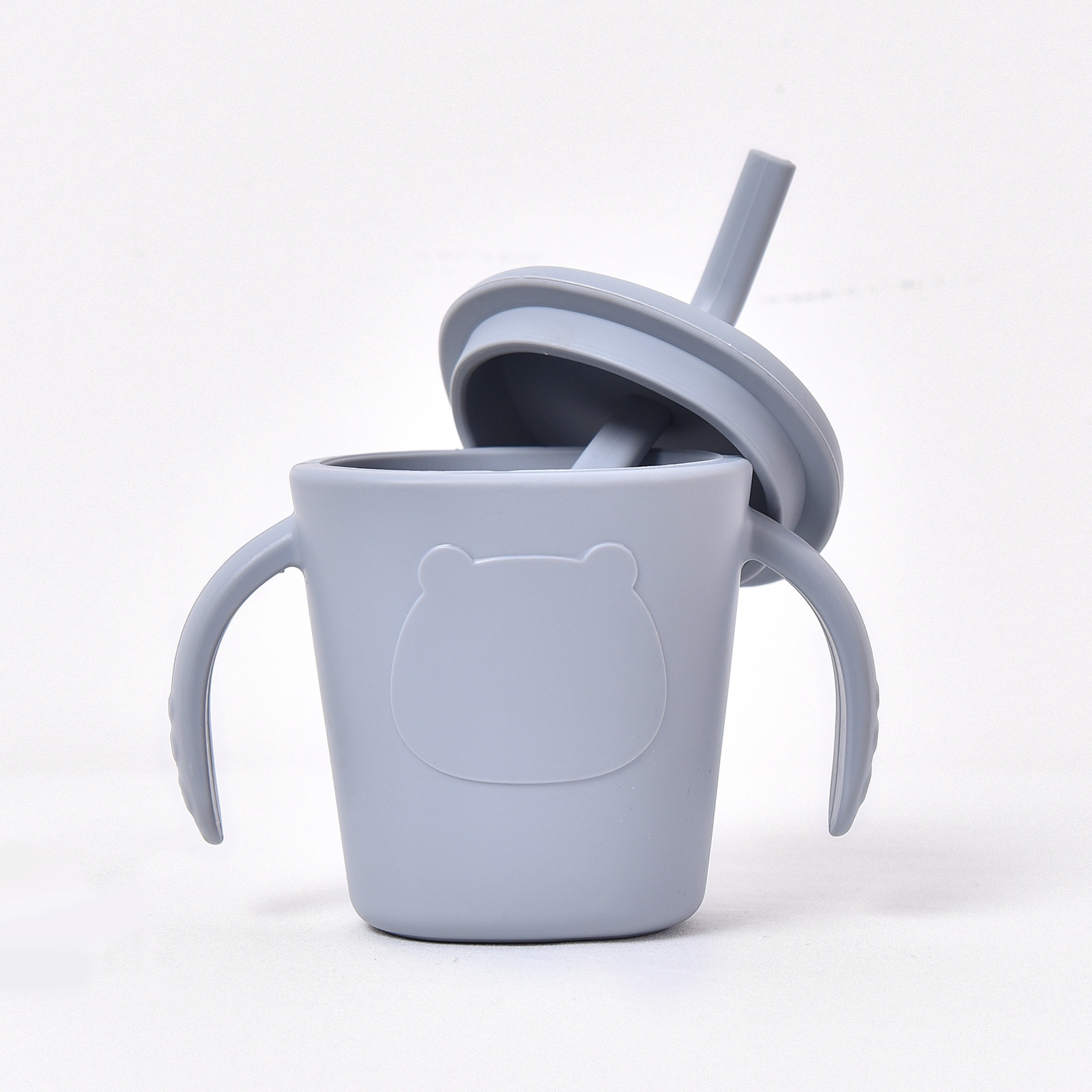 Vaso de silicona para bebés con asas y pajita - Antiderrames