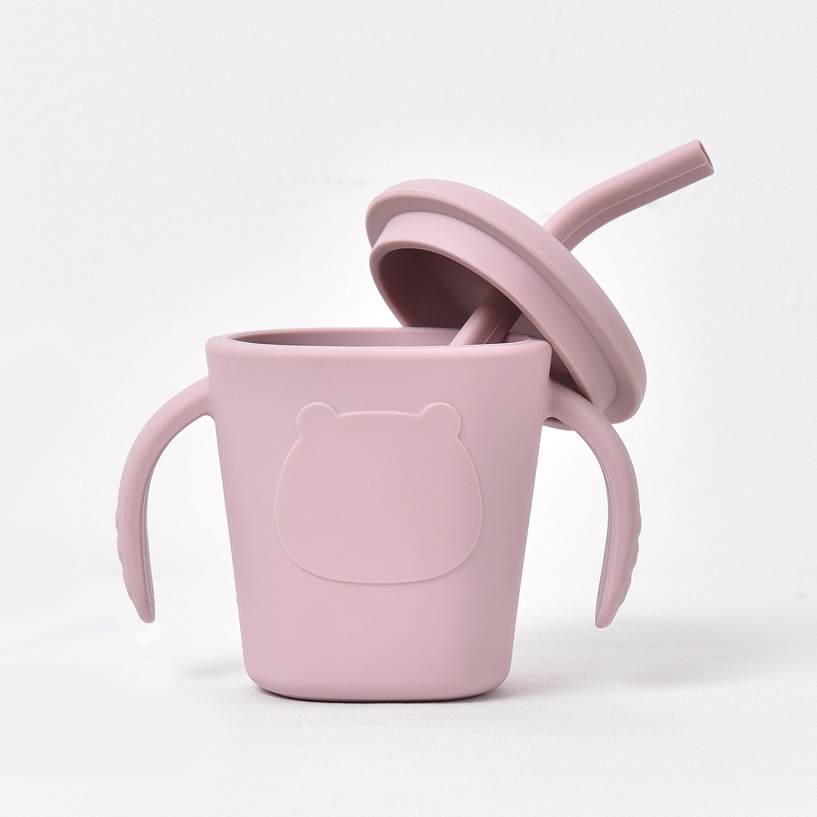 Vaso de silicona para bebés con asas y pajita - Antiderrames
