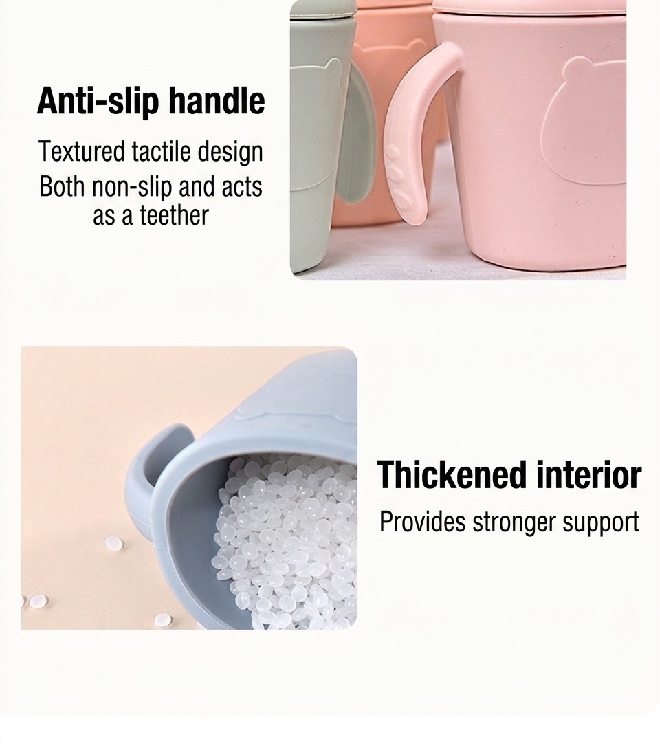 Vaso de silicona para bebés con asas y pajita - Antiderrames